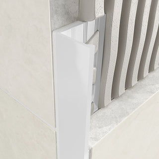 Atrim 12.5mm Straight Edge Aluminium Gloss White Tile Trim - 2.5m