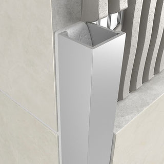 Atrim 8mm Cube Aluminium Chrome Effect Tile Trim, 2.5m