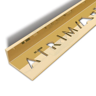 Atrim 12mm Straight Edge Aluminium Polished Brass Effect Tile Trim - 2.5m