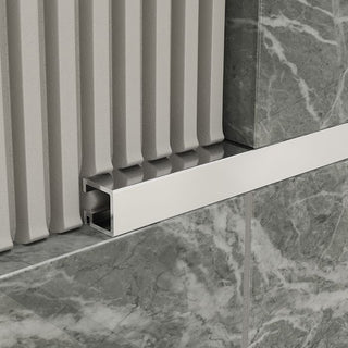 Atrim 10mm Listello Aluminium Brushed Chrome Effect Trim - 2.5m