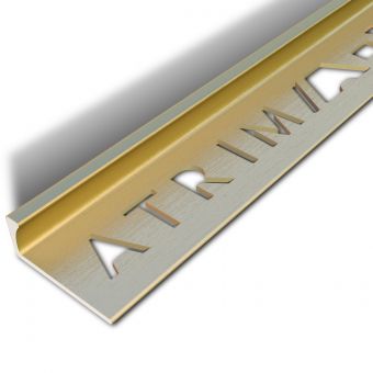 Atrim Brushed Brass Coated Effect Aluminium Straight Edge Tile Trim 2.5m