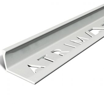 Atrim Matt White Coated Effect Aluminium Straight Edge Tile Trim - 2.5m